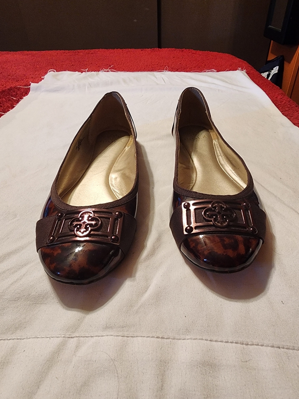 Isola Brown Tortoiseshell Cap-Toe Ballet Flats with Emblem
